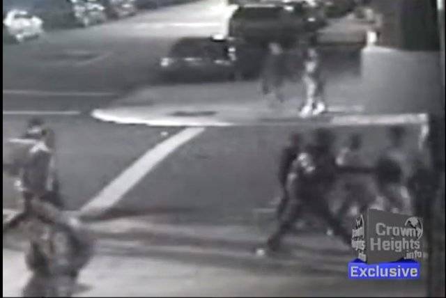 Surveillance footage from an alleged "knockout game" assault in Crown Heights.